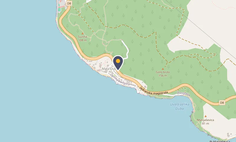 Map: Apartmani Boban in Mala Duba, above the Adriatic coastal road and the sea